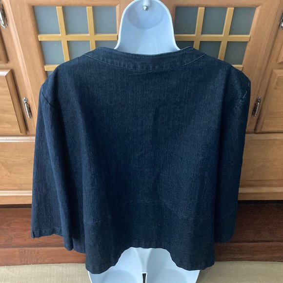 Ruby Rd. Woman Collarless Jeweled Denim Jacket 18W - Picture 7 of 9